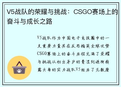 V5战队的荣耀与挑战：CSGO赛场上的奋斗与成长之路